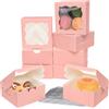 Gcardist Rosa Bäckerei Boxen con finestre 30 pezzi 10,1 x 10,1 x 6,3 cm Mini scatole per biscotti Macaron e Donut Boxen per festa (10,2 x 10,2 x 5,3 cm)