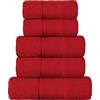 Bassetti - Set Asciugamani da Bagno a 5 Pezzi | 2 Asciugamano Viso + 2 Ospite + 1 Telo Doccia 430 gr/m² | Morbido Set Asciugamani Tinta Unita - RG Rosso