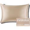 EVERSILK Federa per cuscino in seta per capelli e pelle: 100% Seta di gelso Naturale da 22 Momme - con cerniera nascosta doppia faccia - ipoallergenica certificata OEKO-TEX 1 Pezzo Grigio Champagne 40 x 80 cm