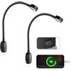 acegoo Lampada da lettura da parete LED 12v luce barca camper, dimmerabile collo di cigno flessibile DC12-24V comodino con interruttore dimmer e caricatore Type-C per cabina roulotte nero (2 pcs)