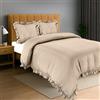 Utopia Bedding Copripiumino a Volant Matrimoniale 240x220 - Microfibra Copripiumino 240x220cm + Federe 65x65cm - Beige