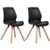 CLP Set di 2 sedie Luna - Scocca in 4 Varianti - Seduta Imbottita in plastica, Tessuto, Velluto ed Ecopelle, Colore:Nero, Materiale:Plastica