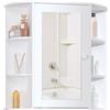 HOMCOM Specchio Bagno Contenitore, Armadietto Bagno con Specchio, Anta Centrale e Mensole in Legno Bianco (66 x 17 x 63 cm)