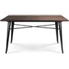 Kosmi - Tavolo da pranzo 140 x 80 cm in metallo nero e ripiano in legno stile industriale (legno scuro, 140 x 80 cm)