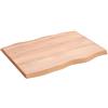 Rantry Piano del tavolo marrone chiaro 80 x 60 x 4 cm in legno massello trattato con bordo vivo, piano di ricambio per cucina e caffè, piano di lavoro, piano di lavoro