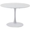 TTATC Tavolo da Pranzo Rotondo Tavolo da Cucina in MDF con Base a Tulipano, Tavolo da Pranzo 110 * 110 * 75cm, Struttura in Metallo, Bianco