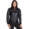 D'Arienzo Bomber Pelle Nera Donna Giacca Vintage Vera Pelle Made in Italy G155 Nero/M