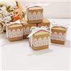 RUIYWEN 50 Scatoline Portaconfetti di Carta Kraft Modello Pizzo Bianco Scatola Regalo di Nozze Scatola Caramella Bomboniera Segnaposto per Matrimonio Compleanno Festa (con 50 Nastri)