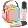 Ankuka Microfono Bambini Karaoke con Microfono per Bambini 4 5 6 7 8 9 Anni, Microfono Karaoke Bluetooth con Effeti Cambia Voce, Giochi Bambini Regalo Bambini per Compleanno Natale(Oro Rosa)