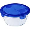 Pyrex Cook&Go Teglia Multiuso Tonda con Coperchio Ermetico, TrasparenteYBlu, Circa 1.6 L