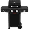Barbecook Siesta 210 Graphite Barbecue a gas con 2 bruciatori e bruciatore laterale, nero, 112x56x118cm