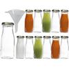 mikken Viva Haushaltswaren - 12 bottigliette in Vetro a Collo Largo, 156 ml, per succhi di Frutta, con Imbuto del Diametro di 7 cm
