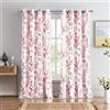 Melodieux Tende floreali lunghe 160 cm per soggiorno, fattoria rosa albicocca fiore stampa bianco tende decorative con occhielli, 132 x 160 cm, 2 pannelli