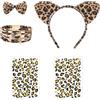 XDGBGFN Set di 5 pezzi di costume da leopardi, motivo leopardato, cravatte e 2 adesivi leopardati, accessori decorativi per costume e cosplay