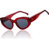 DUCO Occhiali da sole polarizzati retrò Cat Eye per uomo donna protezione UV400 occhiali da sole occhiali da sole in acetato montatura vintage ombre DC1103, rosso vivo, 52