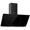 KLARSTEIN Sofia 90 - Cappa Aspirante, Inclinata, 90 cm, Classe Energetica B, 300 m³/h, Scarico, Ricircolo Opzionale, Luce LED, Touch-Control, Alloggiamento in Vetro, Cappa a Parete, Nero