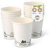 BIOZOYG 100x bicchierini caffè 200 ml / 8 oz, Ø 80 mm bianco con motivo ambientale - bicchieri carta senza plastica e con materiali sostenibili - bicchierini caffe carta