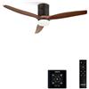 CREATE / WINDCALM/Ventilatore da soffitto con luce con comando e controller parete, motore DC nero e pale legno scuro / 40 W, silenzioso, Ø132 cm, 6 velocità, timer, funzione estate-inverno