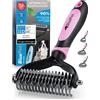 BluePet Spazzola per Cani Pelo Lungo - Spazzola per Gatti Pelo Lungo - Spazzola Sottopelo - Cardatore per Cani e Gatti - Pettine Taglianodi per Cani - Toelettatura per Cani e Gatti - Undercoat Rake