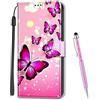 MadBee Custodia Compatibile con Samsung Galaxy A70, Portafoglio Creativo Colorato Libro Pelle PU Flip Caso Magnetica Supporto Cover per Samsung Galaxy A70 (Farfalla A)