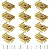 VooGenzek 3 Set (12 Pezzi) Clip Specchio Set, Clip Specchio a Molla Gancio Specchio, Fissaggio a Parete in Vetro a Specchio Senza Cornice, con Tasselli e Viti, per il Montaggio di Specchi, Oro