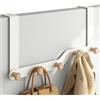 GmeDhc Attaccapanni per Porta con 5 Ganci in legno, Appendiabiti da Parete Ganci Appendiabiti da Porta per Vestiti, Asciugamani, Borse, Sciarpe, Cappelli, per Porte di Spessore Fino a 4,3 cm