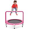 KOMFOTTEU Mini Trampolino per Bambini 92 cm, Pieghevole, con Maniglia e Copertura di Sicurezza, per Interni ed Esterni (Rosa)