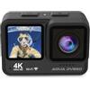 Prixton Action Cam AQUA DV850, WiFi, App Mobile, Doppio Schermo LCD IPS, Risoluzione 4K e 24MP, Stabilizzatore d'immagine EIS, Sommergibile, Autonomia 90 minuti, Schede SD fino a 128GB