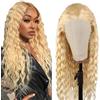 Lakaisa HD Lace Front Wig Human Hair Wigs Deep Wave Wig Parrucca Donna Capelli Veri Umani Bionda 100% Unprocessed Human Hair Pre Plucked Natural Hairline with Baby Hair 22 Pollice