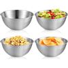 BORDEAG 4 ciotole in acciaio inox, 19 cm (1200 ml), impilabile, ciotola per insalata, cereali, in metallo