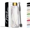 Milu Borraccia Termica 500ml - Acciaio Inox Bottiglia isolata Senza BPA Bottiglia d'Acqua a Tenuta stagna per Sport, Bicicletta, Yoga Mantiene Caldo per 12 Ore/Freddo 24 (Pink Marble, 500ml)