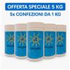 AQUAVANT Cloro Shock Dicloro Granulare 5 kg - Kit Risparmio con 5 Barattoli da 1 kg - Azione Igienizzante per Piscina