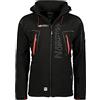 Geographical Norway Techno Men - Giacca Cappuccio Softshell Impermeabile Uomo - Giacca Vento Tattica Da Esterno - Escursionismo Sci Autunno Inverno Primavera (Nero rosso L)