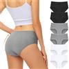 FALARY Mutande Donna Cotone Nero Slip Vita Bassa Intimo Culotte Sportivo Elasticizzato Pacco da 6(3XL/48 EU, Nero)