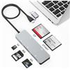 Yeemie Lettore di schede CFast,USB 3.0 USB C CFast 2.0 Card Reader,Adattatore per scheda di memoria CFast ad alta velocità in alluminio da 5 Gbps per CFast/CF/SD/TF/XD, lettura simultanea di 5 schede
