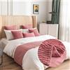 Morbuy Runner Letto Matrimoniale, Corridore Letto, Reversibile Plissettato Sciarpa e Federa da Letto, Modern Alberghi Scarf Runner Decorazione (55x55 cm (Federa),Rosa)