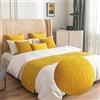 Morbuy Runner Letto Matrimoniale, Corridore Letto, Reversibile Plissettato Sciarpa e Federa da Letto, Modern Alberghi Scarf Runner Decorazione (45x45 cm (Federa Jacquard),Giallo Senape)