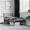 Capwee Letto Singolo 80x200 Letto Singolo in Metallo Giroletto Singolo Struttura Letto Singolo Giroletto Singolo con testata-Nero-80 x 200 cmcon testiera