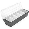 Loobiiny Contenitore per frutta in plastica con 5 scomparti, per spezie, per pizza, condimenti, frutta, con coperchio, per ristorante a buffet