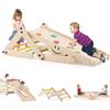 FANTASK Attrezzature per arrampicata in legno, triangolo per interni multifunzionale, con rampa reversibile, altalena, scalatore regolabile per bambini dai 3 anni in su