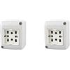 4Box 4B.IP40.H21 Presa Multistandard 1 Schuko + 2 Bipasso in Contenitore IP 40, Grigio, 250 V (Confezione da 2)
