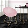 ML DESIGN modern living ML-Design Sedia da Sala da Pranzo in Velluto Rosa Sedia da Soggiorno con Schienale Rotondo Poltrona Imbottita Gambe in Metallo Dorato Poltroncina Ergonomica da Cucina con Schienale e Braccioli