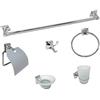 vetrine inrete Vetrineinrete® Set Bagno Moderno in Acciaio Cromato e Vetro Satinato 6 Pezzi Accessori Bagno portasaponetta portarotolo spazzolini Asciugamano P37