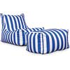 Deshome - Poltrona da esterno giardino con pouf poggiapiedi idrorepellente sfoderabile: Chaise longue da esterno con imbottitura lettino puff design Light Pouf Blu