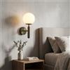 B·LED BARCELONA LED BARCELONA LED Applique da parete Elsa con sfera in vetro satinato bianco e supporto in metallo Nero, piccola lampada elegante, stile classico, moderno per interni retrò e contemporanei