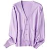 Generic Maglietta casual da donna 2024 maglione allentato in cotone mercerizzato con bottoni tinta unita da donna con giacca cardigan da donna top da lavoro taglie forti, Viola, XXX-Large