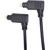 PremiumCord Cavo audio ottico Toslink angolato - 1 m, spina Toslink da 90° a spina 90°, cavo digitale per impianto stereo HiFi Sounbar TV, audio HQ, placcato in oro, colore nero