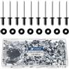 JTAREA 250 Pezzi Rivetti Ciechi in Alluminio 3,2 × 6,4 mm con Rondella Rivette a Testa Larga Rivetto a Testa Bombata Ribattini Pop (Nero)