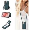 YANJIEER ESONG Cover Portafoglio per iPhone 12 MINI con Cordino,Custodia A Libro In PU Pelle Flip Cover per Donna, Caso Case Tracolla Con Slot Per Schede,Magnetica,Supporto Verde