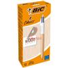 BIC Scatola 12 penna sfera a scatto 4 Colori Wood 1.0mm BIC® 508964